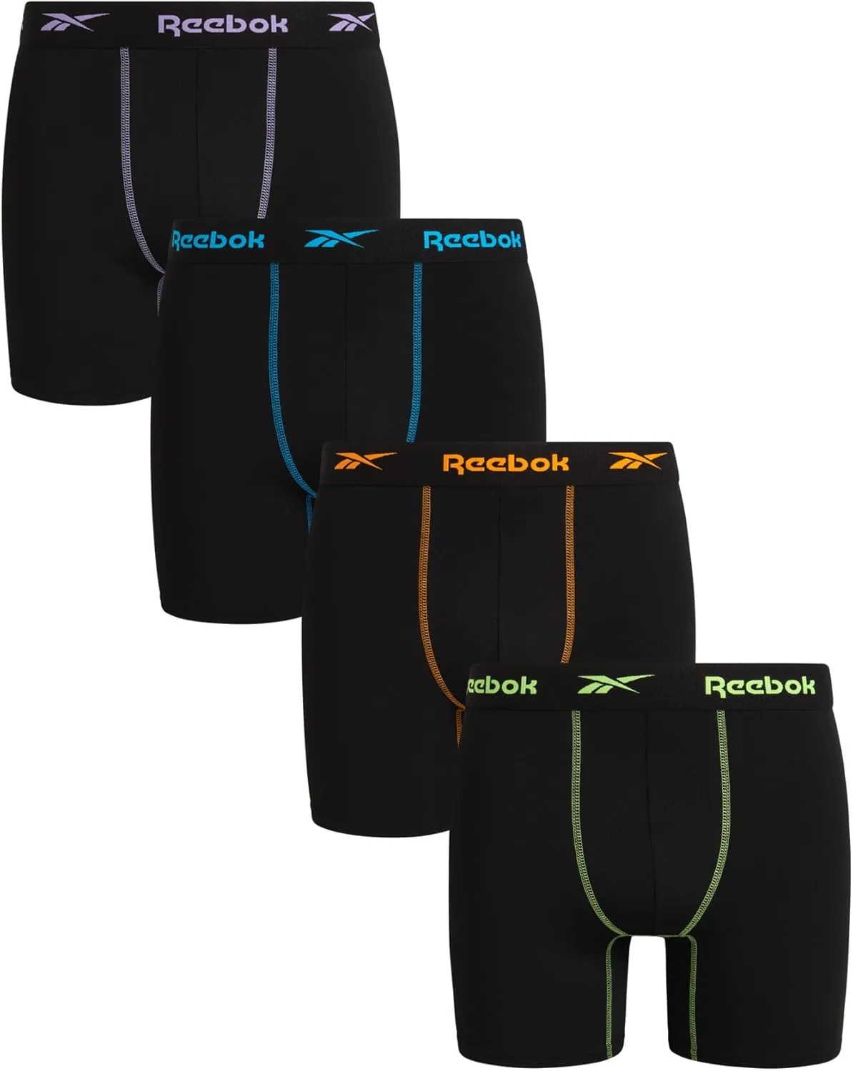 Rebook Mens Boxer Briefs - 4 Pack Moisture Wicking Stretch Performance Mens Underwear Boxers with Contour Pouch (Sizes: S-XL)