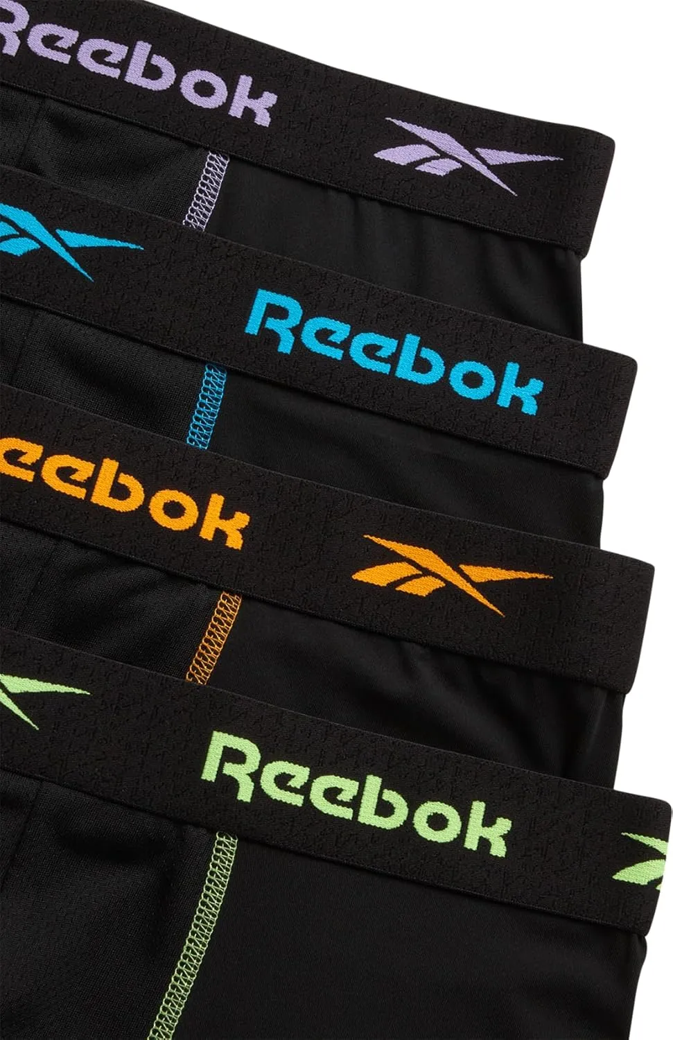 Rebook Mens Boxer Briefs - 4 Pack Moisture Wicking Stretch Performance Mens Underwear Boxers with Contour Pouch (Sizes: S-XL)