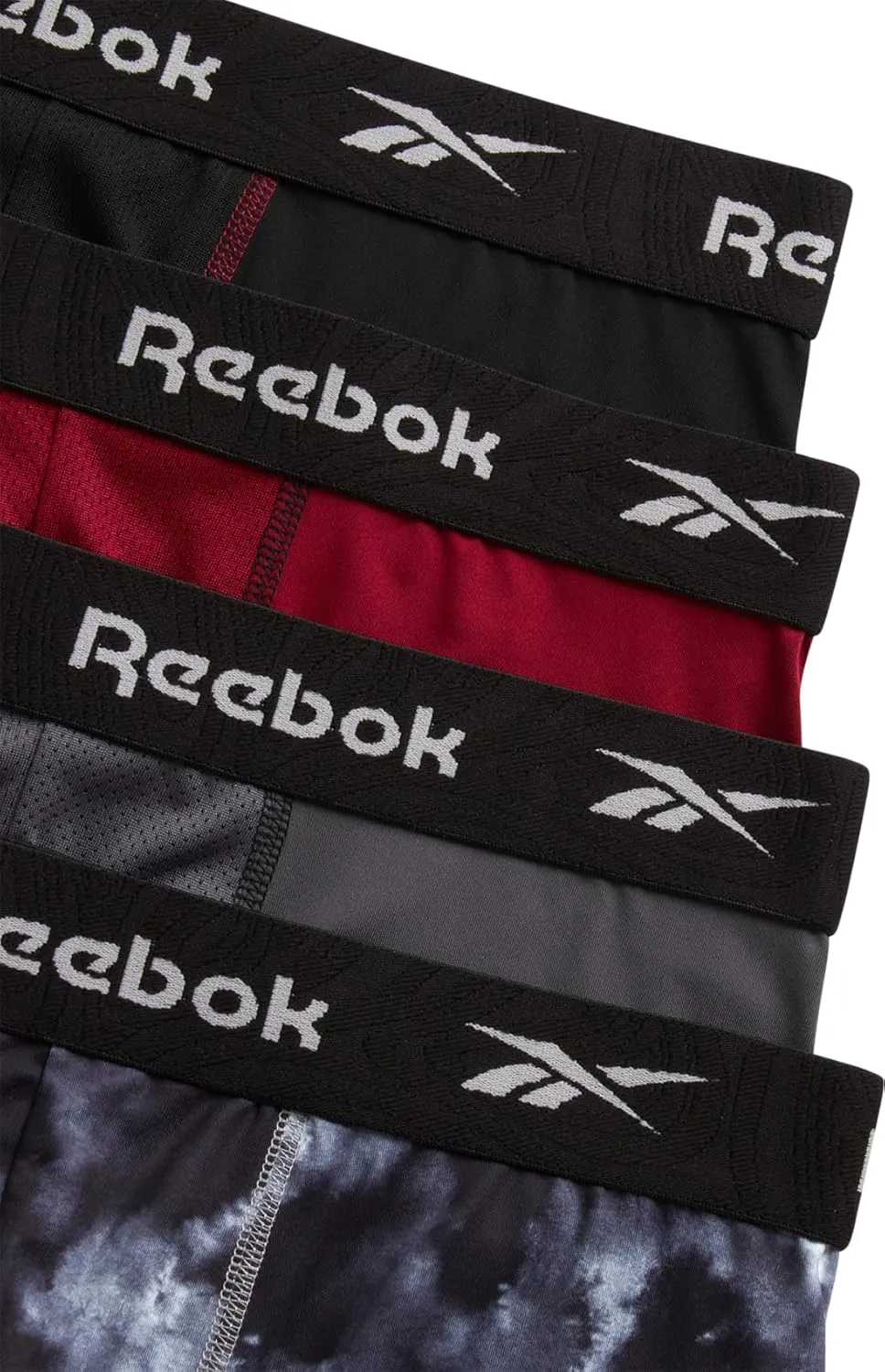 Rebook Mens Boxer Briefs - 4 Pack Moisture Wicking Stretch Performance Mens Underwear Boxers with Contour Pouch (Sizes: S-XL)
