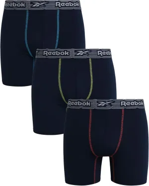 Reebok Mens Boxer Briefs - 3 Pack Moisture Wicking Stretch Performance Mens Underwear Boxers with Contour Pouch (Sizes: S-XL)