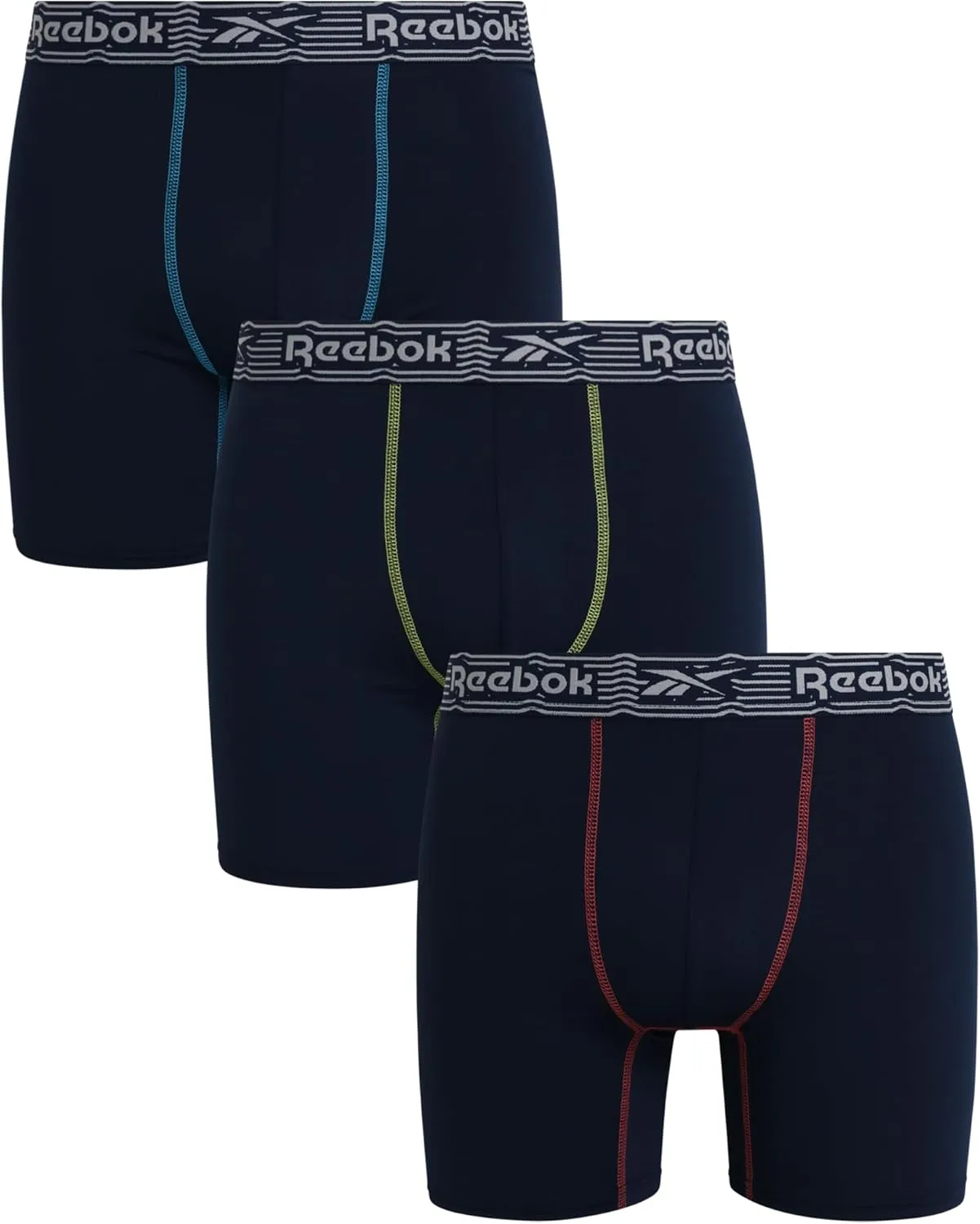 Reebok Mens Boxer Briefs - 3 Pack Moisture Wicking Stretch Performance Mens Underwear Boxers with Contour Pouch (Sizes: S-XL)