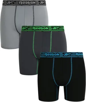 Reebok Mens Boxer Briefs - 3 Pack Moisture Wicking Stretch Performance Mens Underwear Boxers with Contour Pouch (Sizes: S-XL)