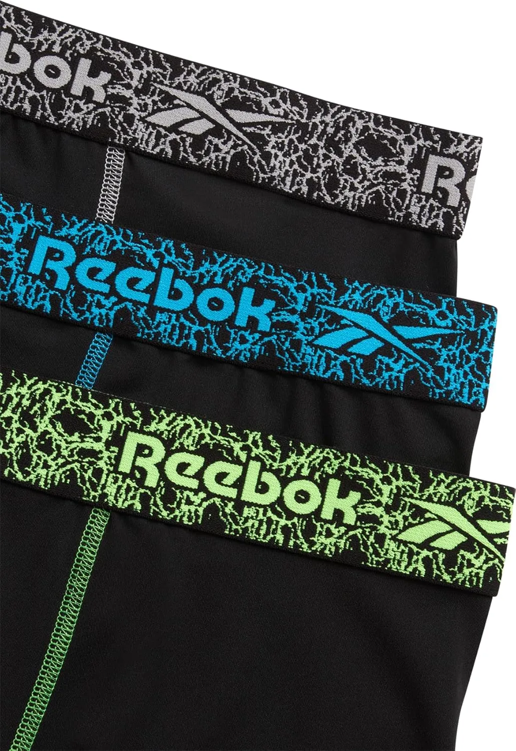 Reebok Mens Boxer Briefs - 3 Pack Moisture Wicking Stretch Performance Mens Underwear Boxers with Contour Pouch (Sizes: S-XL)