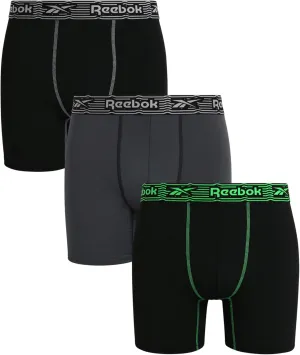 Reebok Mens Boxer Briefs - 3 Pack Moisture Wicking Stretch Performance Mens Underwear Boxers with Contour Pouch (Sizes: S-XL)