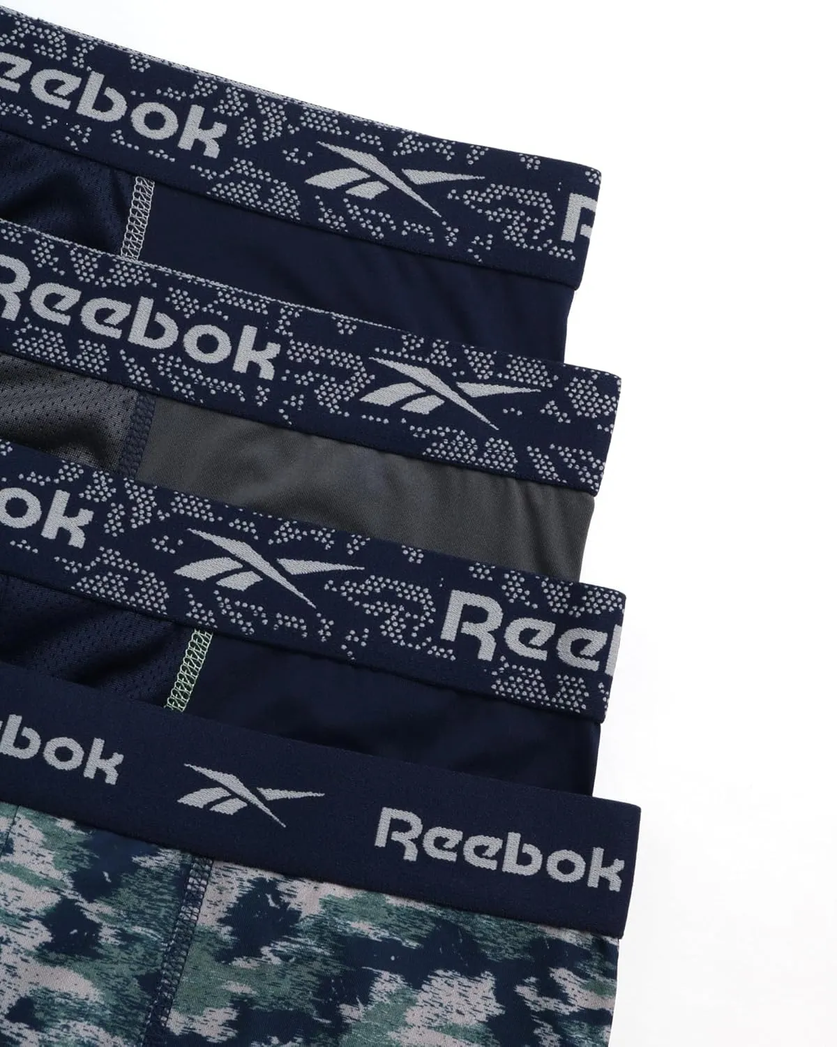 Reebok Mens Boxer Briefs - 4 Pack Moisture Wicking Stretch Performance Mens Underwear Boxers with Contour Pouch (Sizes: S-XL)