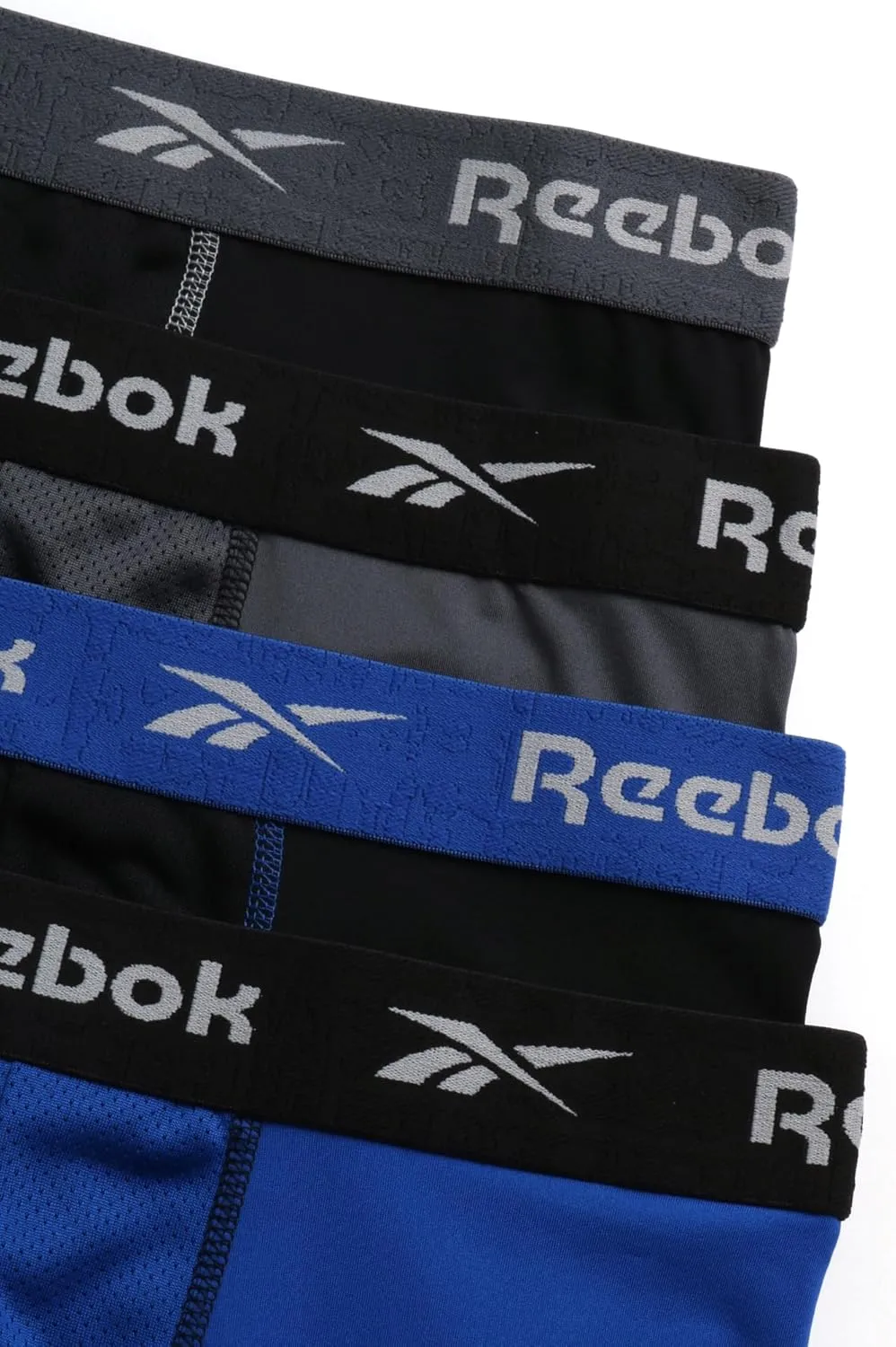 Reebok Mens Boxer Briefs - 4 Pack Moisture Wicking Stretch Performance Mens Underwear Boxers with Contour Pouch (Sizes: S-XL)