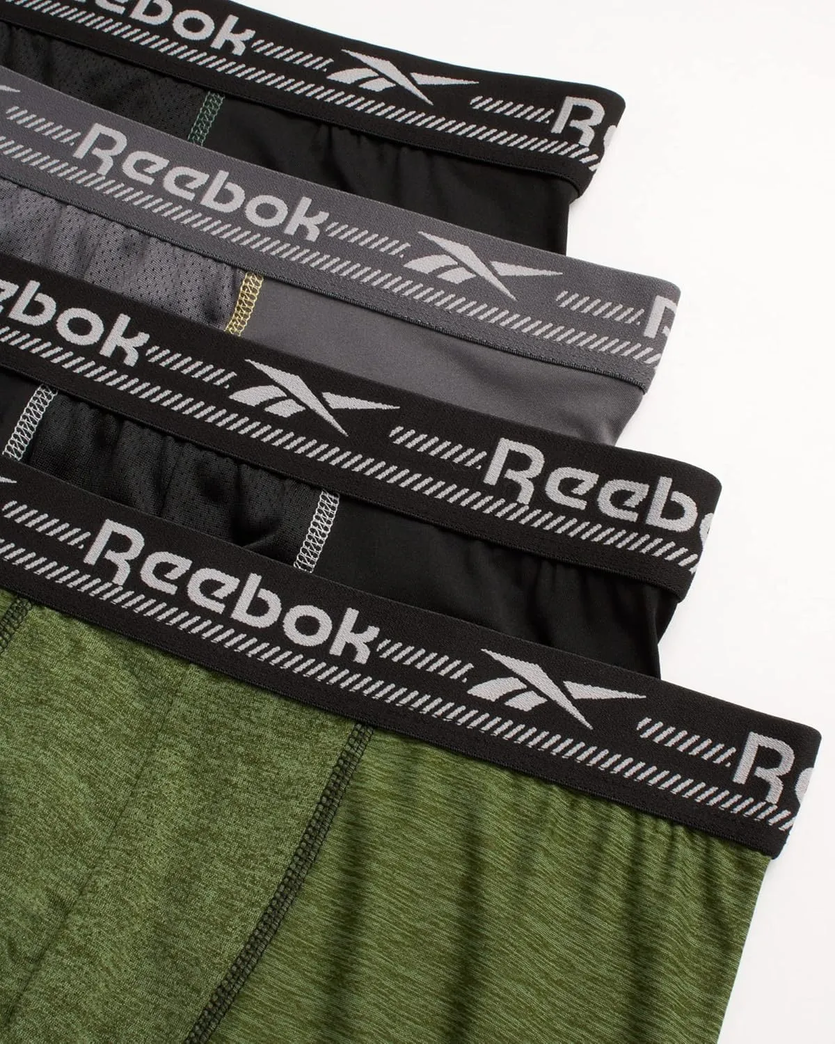 Reebok Mens Boxer Briefs - 4 Pack Moisture Wicking Stretch Performance Mens Underwear Boxers with Contour Pouch (Sizes: S-XL)