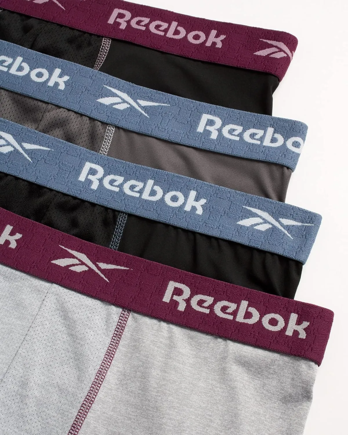 Reebok Mens Boxer Briefs - 4 Pack Moisture Wicking Stretch Performance Mens Underwear Boxers with Contour Pouch (Sizes: S-XL)