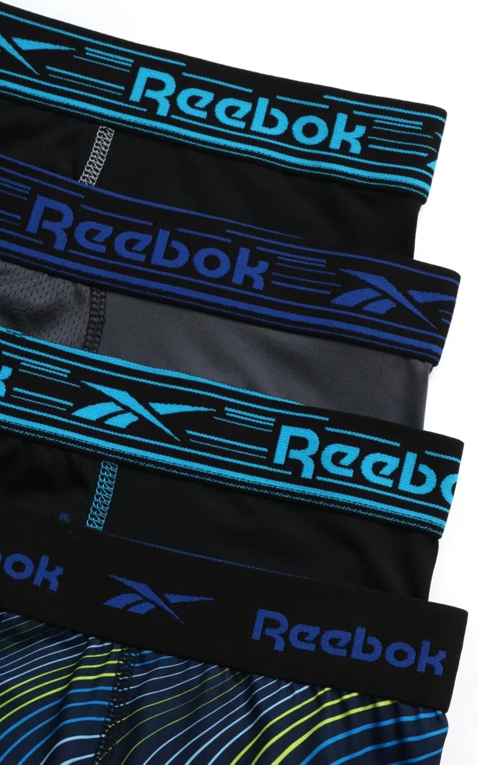 Reebok Mens Boxer Briefs - 4 Pack Moisture Wicking Stretch Performance Mens Underwear Boxers with Contour Pouch (Sizes: S-XL)