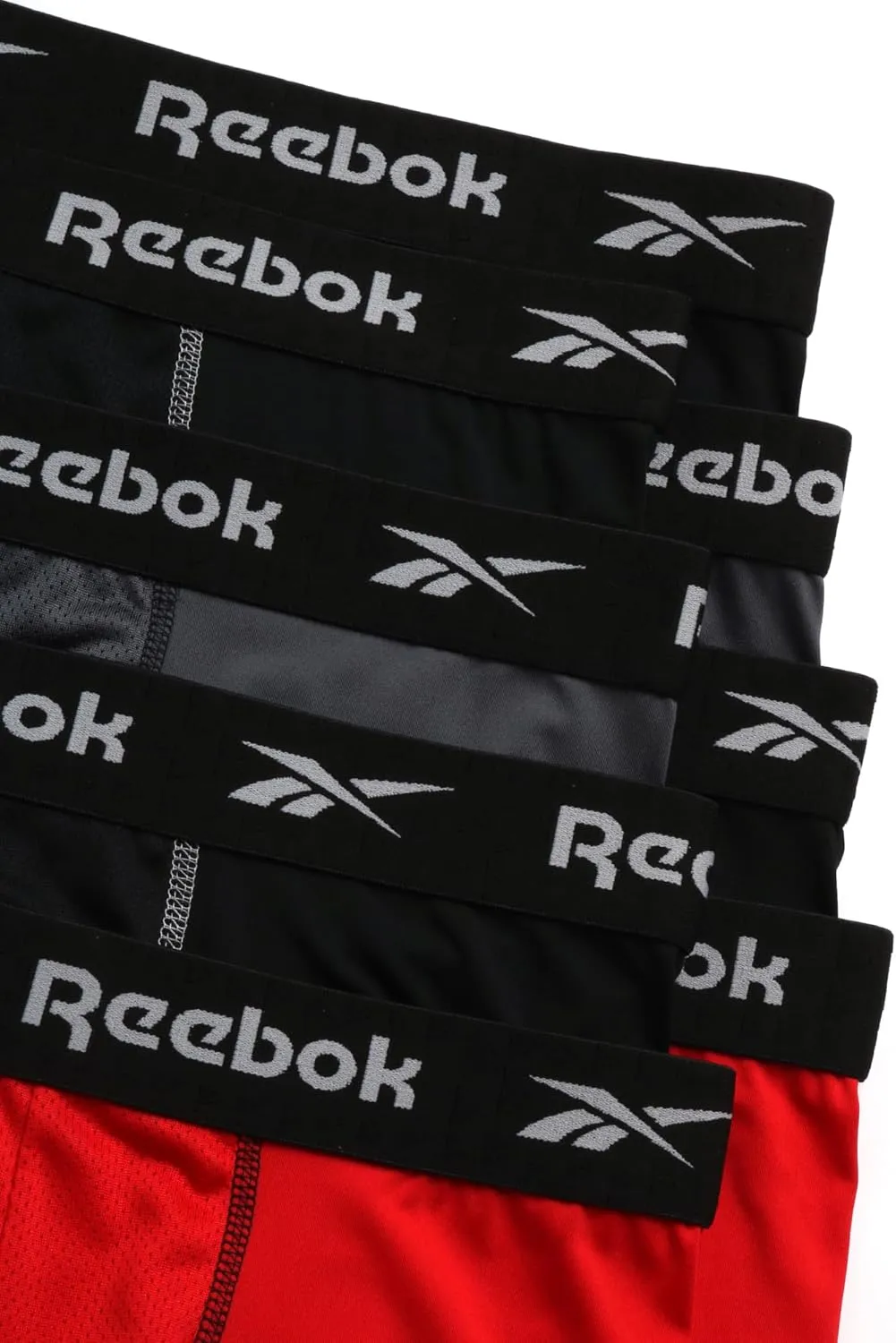 Reebok Mens Boxer Briefs - 8 Pack Stretch Performance Moisture Wicking Mens Underwear Boxers with Contour Pouch (Sizes: S-XL)