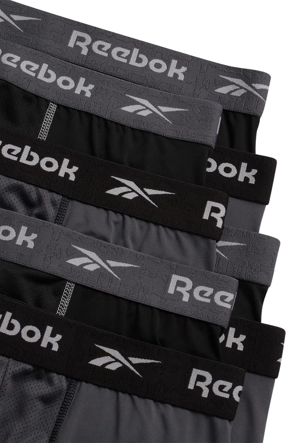 Reebok Mens Boxer Briefs - 8 Pack Stretch Performance Moisture Wicking Mens Underwear Boxers with Contour Pouch (Sizes: S-XL)