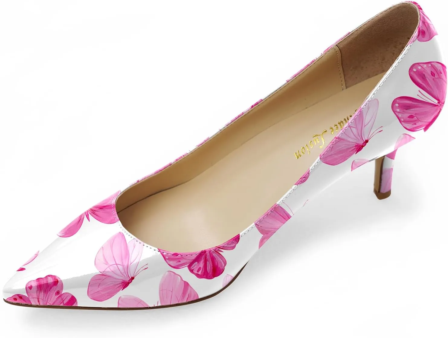 Reindee Lusion Womens Low Kitten Comfortable High Heels Music Note Printed Closed Toe Sexy Pumps Shoes