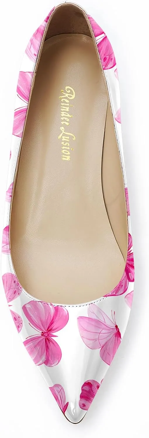 Reindee Lusion Womens Low Kitten Comfortable High Heels Music Note Printed Closed Toe Sexy Pumps Shoes