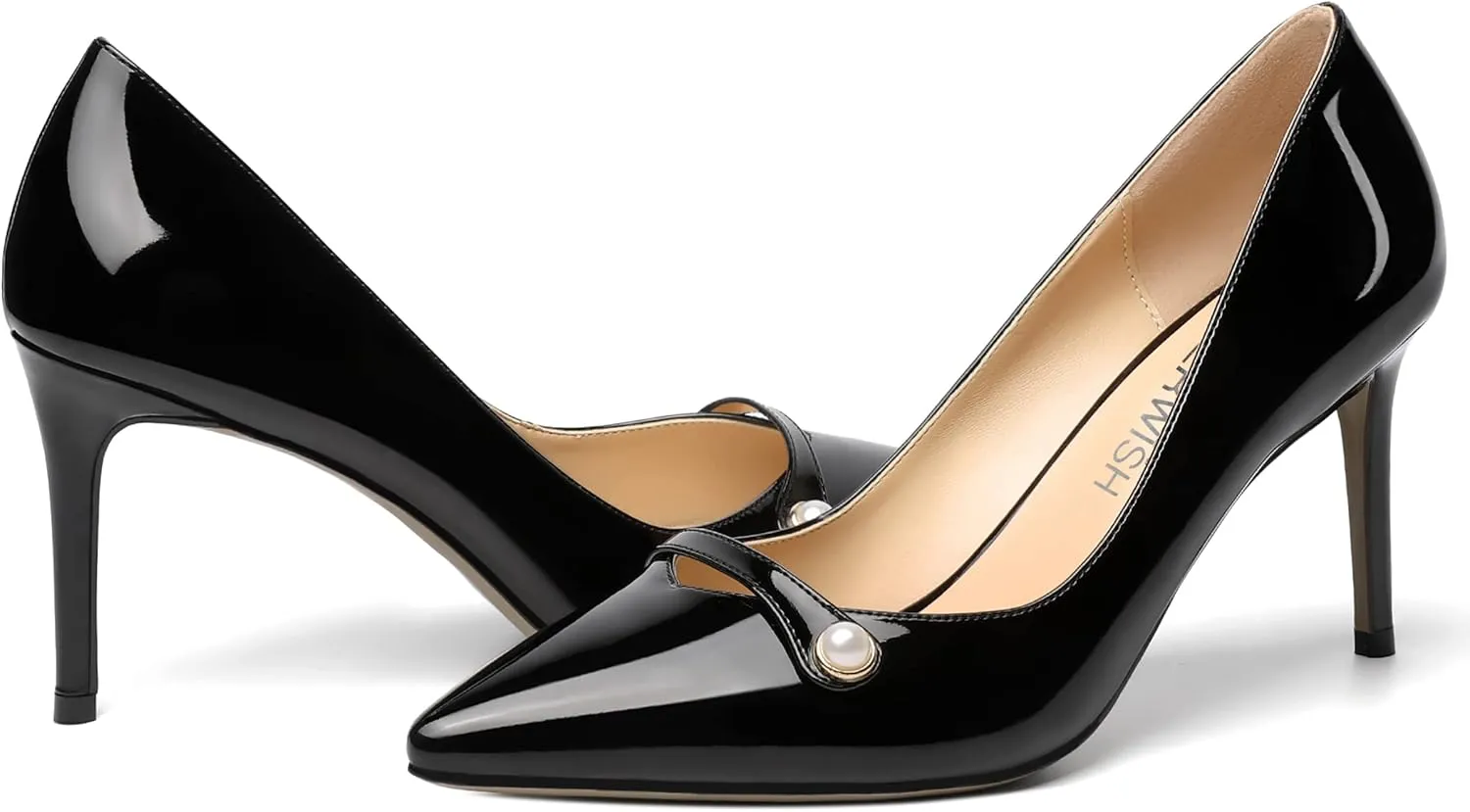 ROSERWISH Womens Fashion Party Patent Sexy Pointed Toe Slip On Stiletto High Heel Pumps Dress Shoes 3.5 Inch