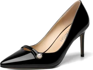 ROSERWISH Womens Fashion Party Patent Sexy Pointed Toe Slip On Stiletto High Heel Pumps Dress Shoes 3.5 Inch