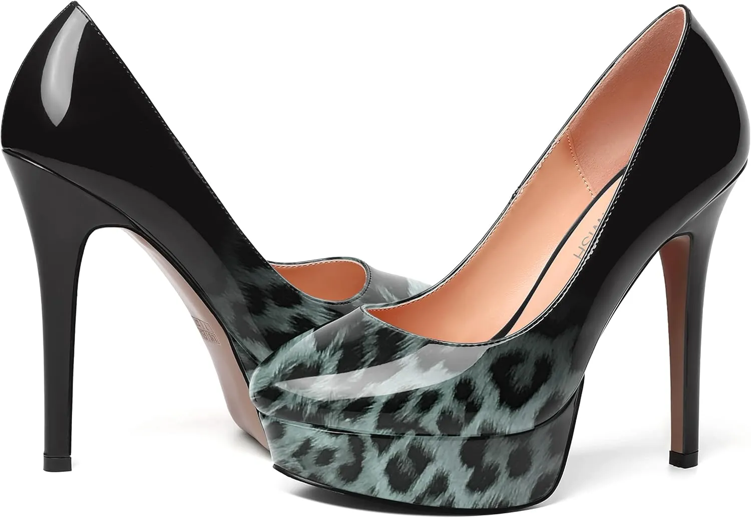 ROSERWISH Womens Round Toe Slip On Platform Patent Sexy Evening Party Stiletto High Heel Pumps Dress Shoes 5 Inch
