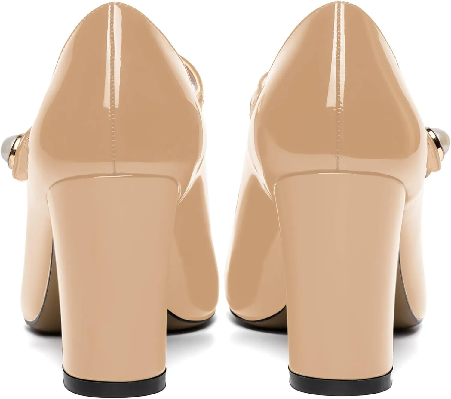 ROSERWISH Womens Sexy Round Toe Patent Wedding Trendy Fashion Ankle Strap Block High Heel Pumps Dress Shoes 3.5 Inch