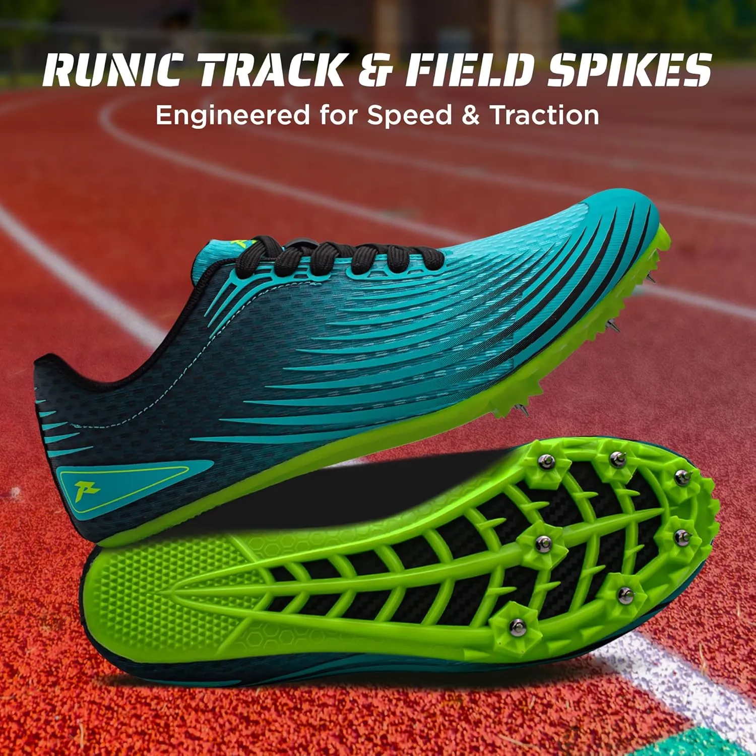 RUNIC Track & Field Shoes for Men, Women & Kids – Pro Running Spikes for Sprint, Race & Training – 7 Spikes   Extra Spikes & Wrench (US Men Size)