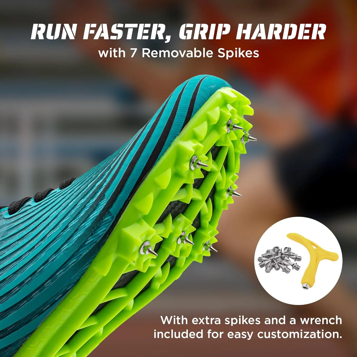 RUNIC Track & Field Shoes for Men, Women & Kids – Pro Running Spikes for Sprint, Race & Training – 7 Spikes   Extra Spikes & Wrench (US Men Size)