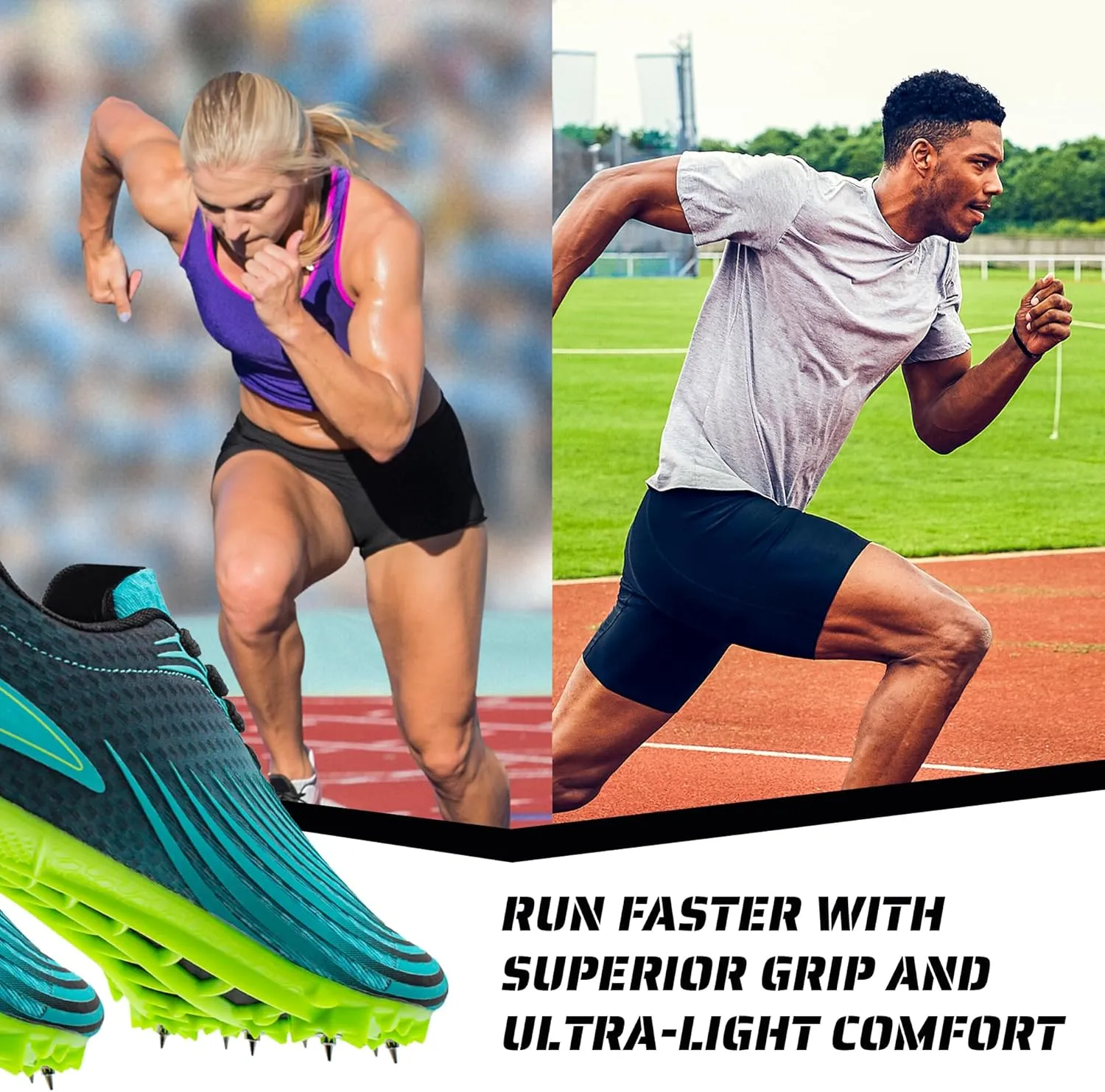 RUNIC Track & Field Shoes for Men, Women & Kids – Pro Running Spikes for Sprint, Race & Training – 7 Spikes   Extra Spikes & Wrench (US Men Size)