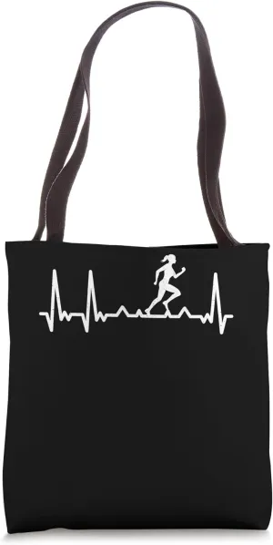 Running Heartbeat Fitness Runner Jogging Marathon Runners Tote Bag