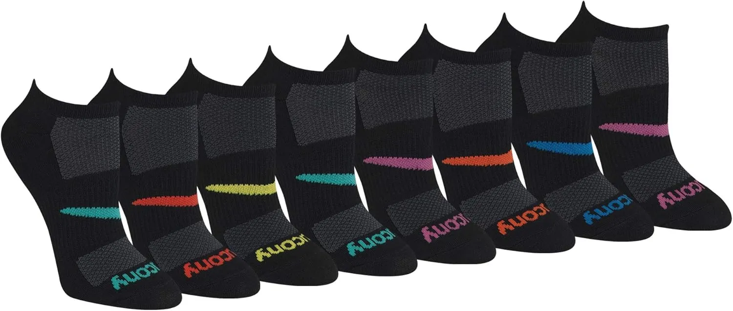 Saucony Women's RunDry Performance Super Lite No-Show Athletic Socks, (8 Pairs)