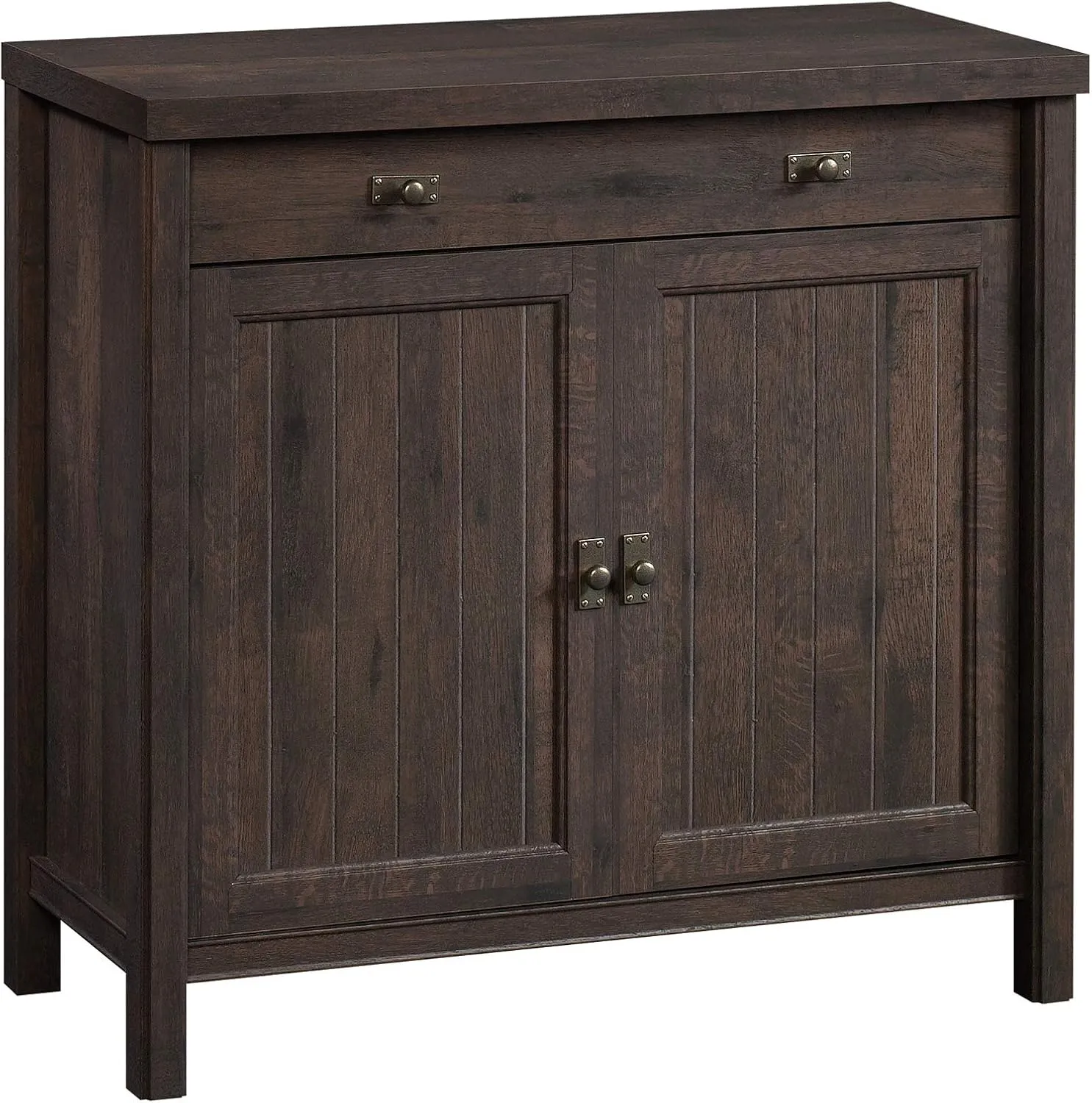 Sauder Costa Accent Storage Cabinet with Doors, Library Base for Hutch, in Coffee Oak