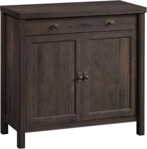 Sauder Costa Accent Storage Cabinet with Doors, Library Base for Hutch, in Coffee Oak