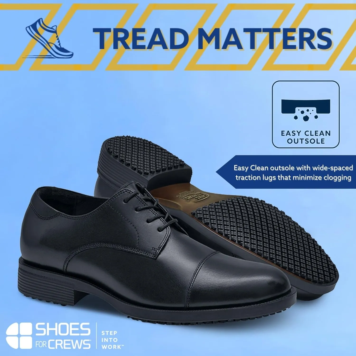 Shoes for Crews Dress Shoes for Men, Men’s Oxfords, Zapatos De Vestir para Hombre, Slip Resistant, Safety, Brown or Black