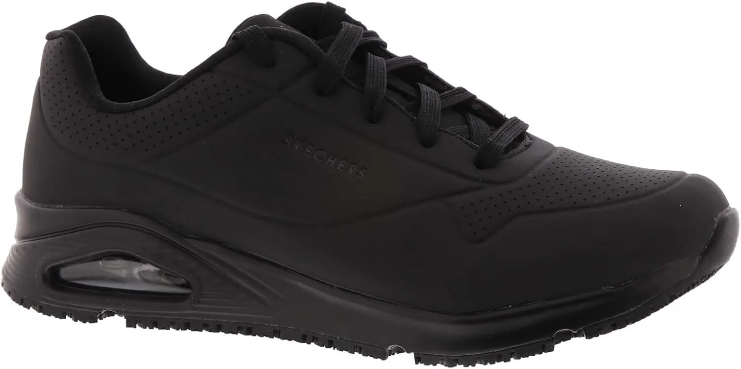 Skechers Men's Work Uno SR Sutal Lace Up Skech AIR 200054 P Food Service Shoe, Black, 14