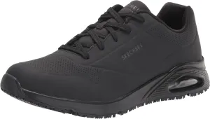 Skechers Men's Work Uno SR Sutal Lace Up Skech AIR 200054 P Food Service Shoe, Black, 8