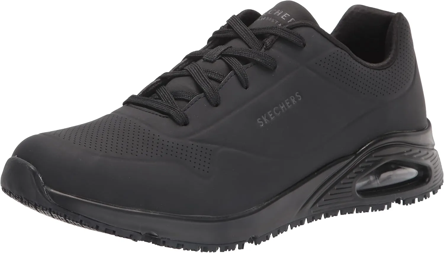 Skechers Men's Work Uno SR Sutal Lace Up Skech AIR 200054 P Food Service Shoe, Black, 8