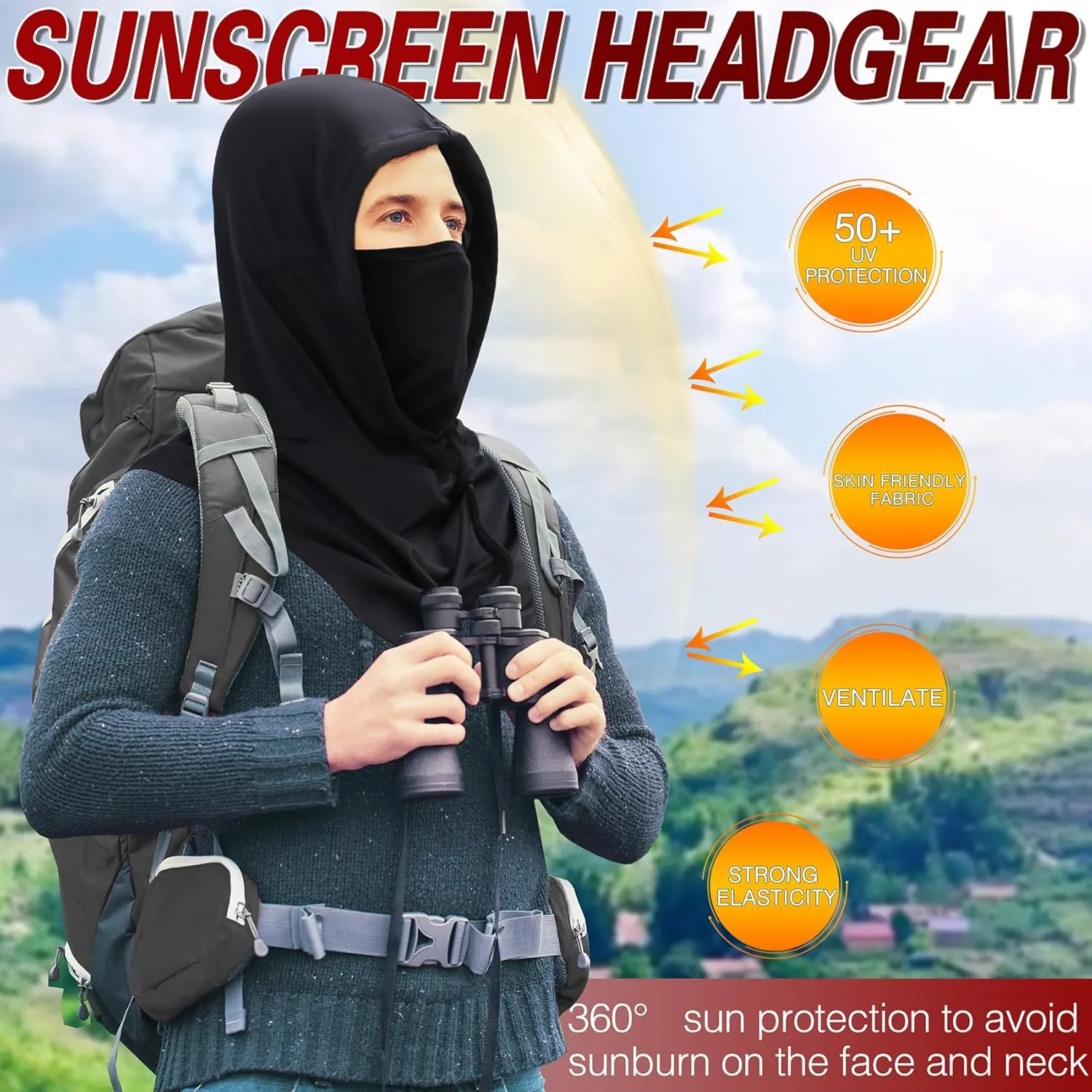 Ski Mask for Men Women, Balaclava Full Face Head Neck Gaiter Cover, Summer UV Protection Cooling Outdoor