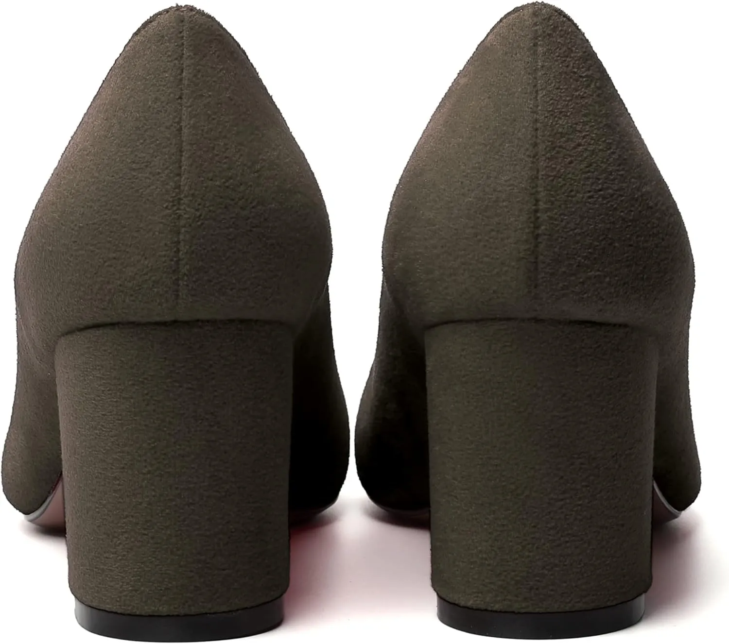 SKYSTERRY Womens Cute Round Toe Slip On Suede Wedding Block Mid Heel Pumps Shoes 2.5 Inch