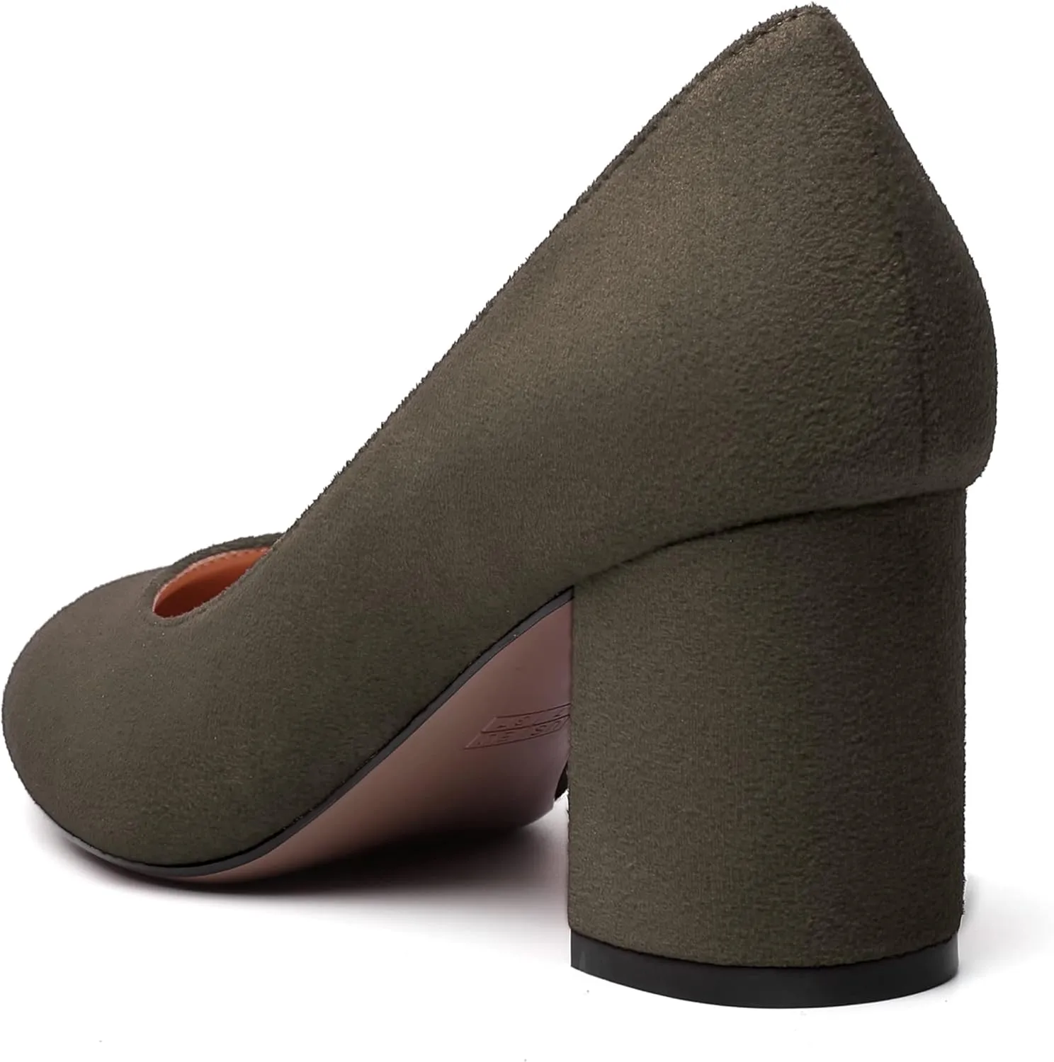 SKYSTERRY Womens Cute Round Toe Slip On Suede Wedding Block Mid Heel Pumps Shoes 2.5 Inch