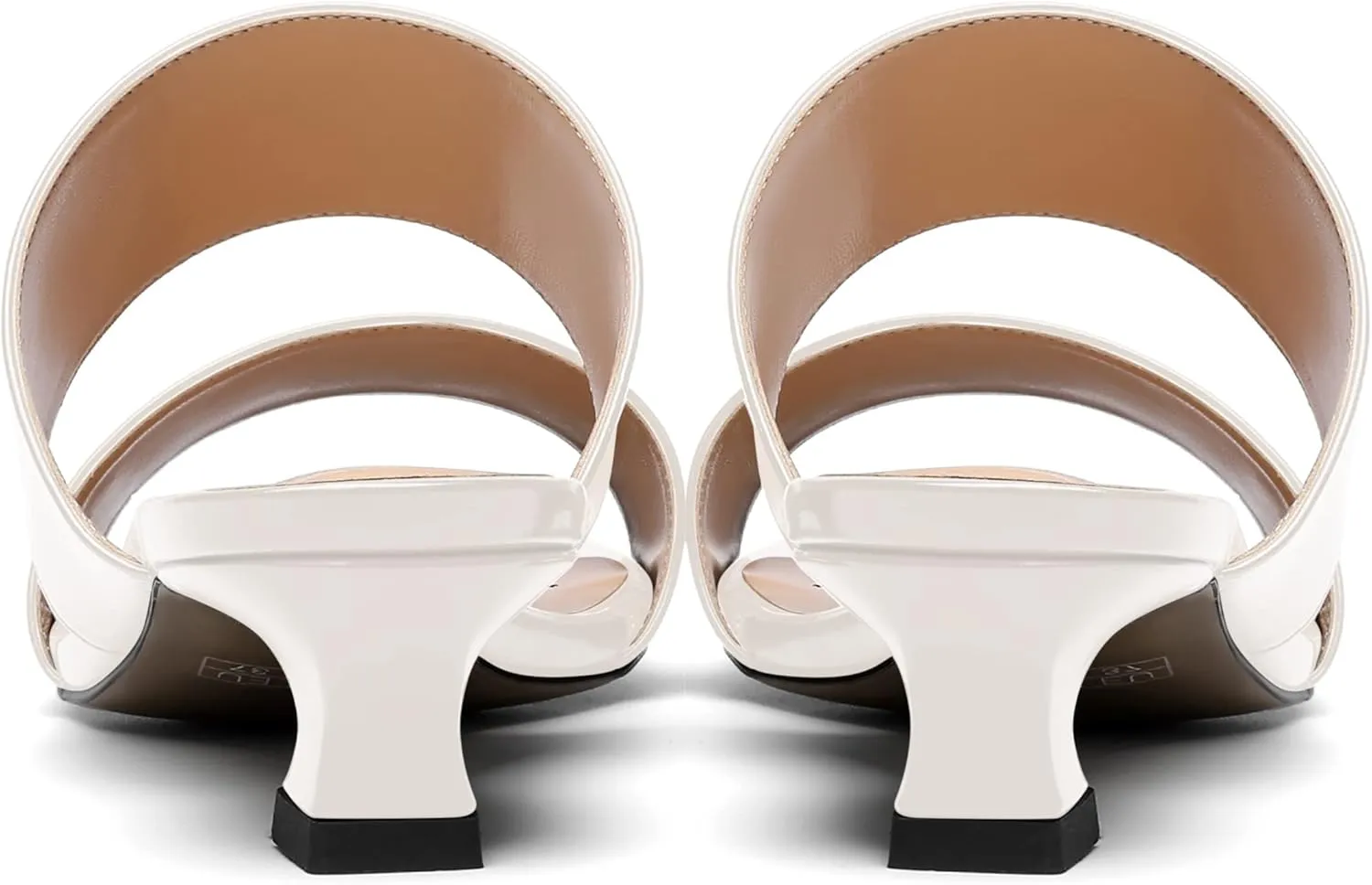 SKYSTERRY Women's Open Toe Patent Round Toe Slip On Cute Wedding Spool Low Heel Pumps Shoes 1.5 Inch