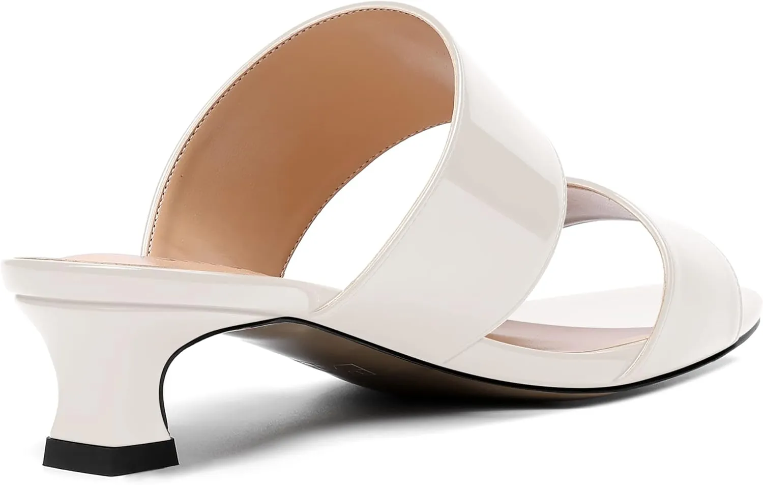 SKYSTERRY Women's Open Toe Patent Round Toe Slip On Cute Wedding Spool Low Heel Pumps Shoes 1.5 Inch