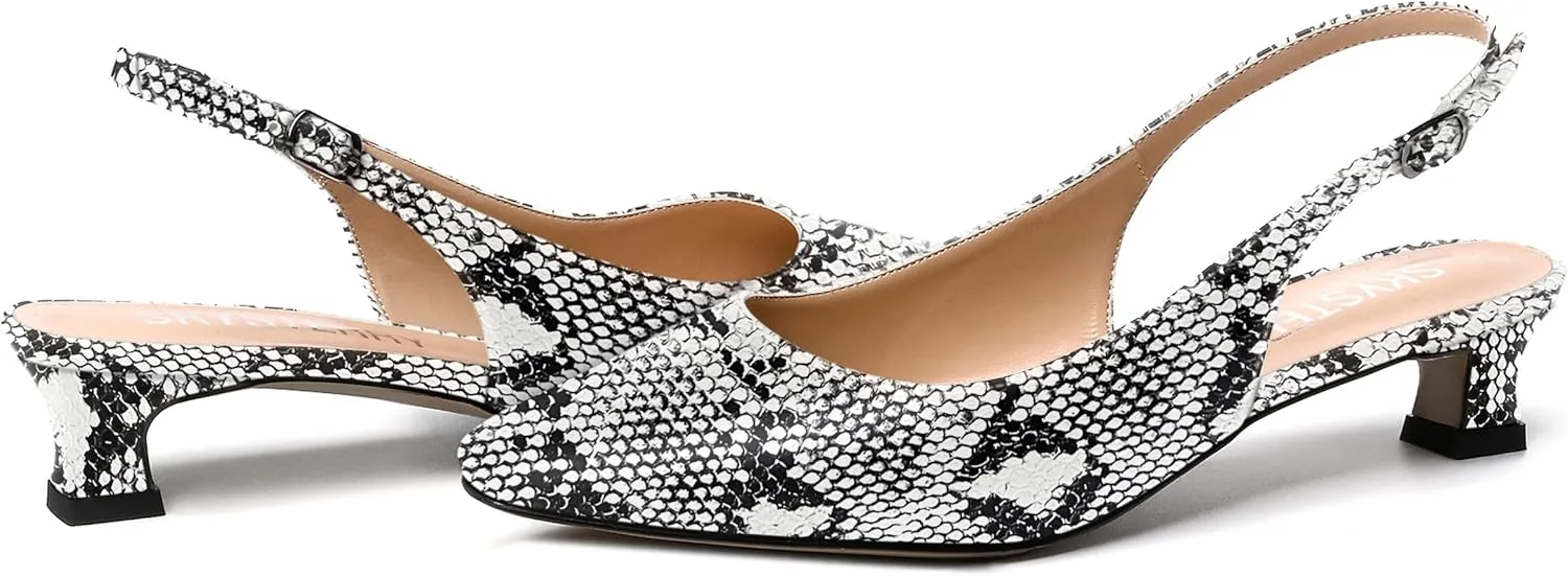 SKYSTERRY Women's Slip On Square Toe Casual Patent Slingback Dating Spool Low Heel Pumps Shoes 1.5 Inch