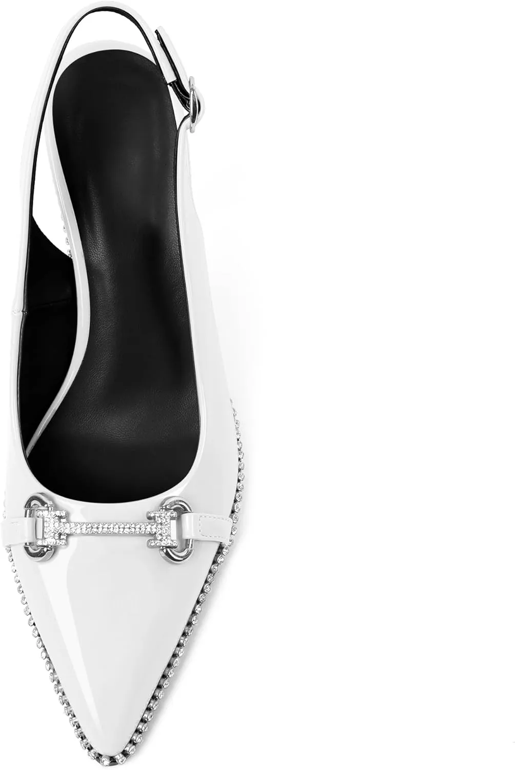 Slingback Heels for Women Stilettos High Heel Crystal-Encrusted Buckled Heels Pointd Toe Pumps 3.5 Inch Comfortable Event Party Dress Shoes