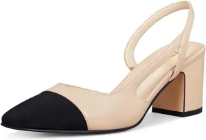 Slingback Heels for Women Strap Closed Round Toe Heels Dress Casual Party Work Office Pumps