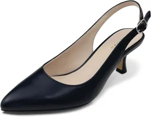 Slingback Kitten Heels for Women Pumps Pointed Toe Low Heel 2.7 in Kitten Heels Women Pumps Slip On Dress Shoes with Buckle Strap for Dating Party Working