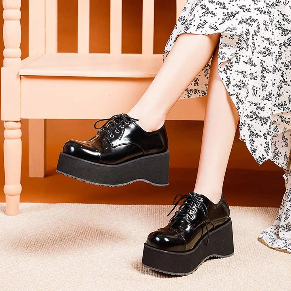 SO SIMPOK Women Gothic Mary Janes Platform Shoes Uniform Dress Wedge Pumps Classic Oxfords Gifts