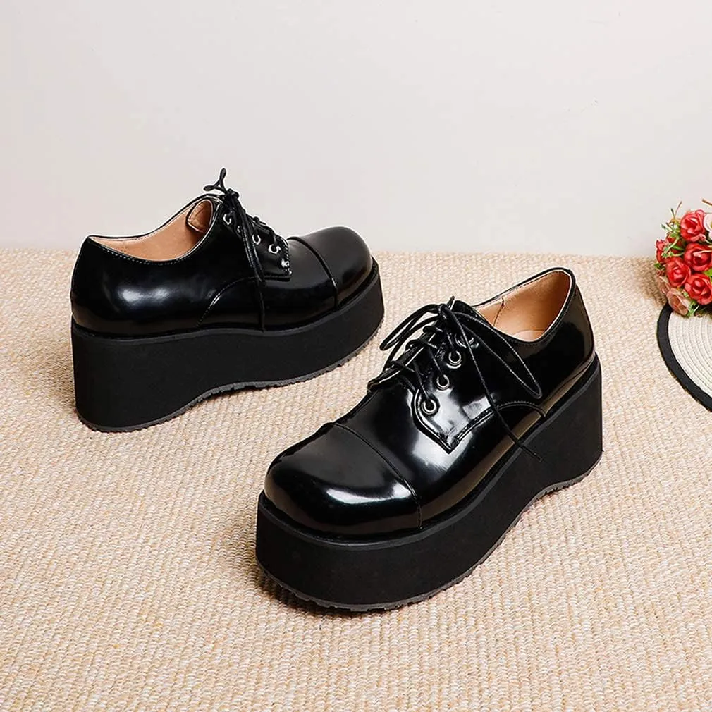 SO SIMPOK Women Gothic Mary Janes Platform Shoes Uniform Dress Wedge Pumps Classic Oxfords Gifts