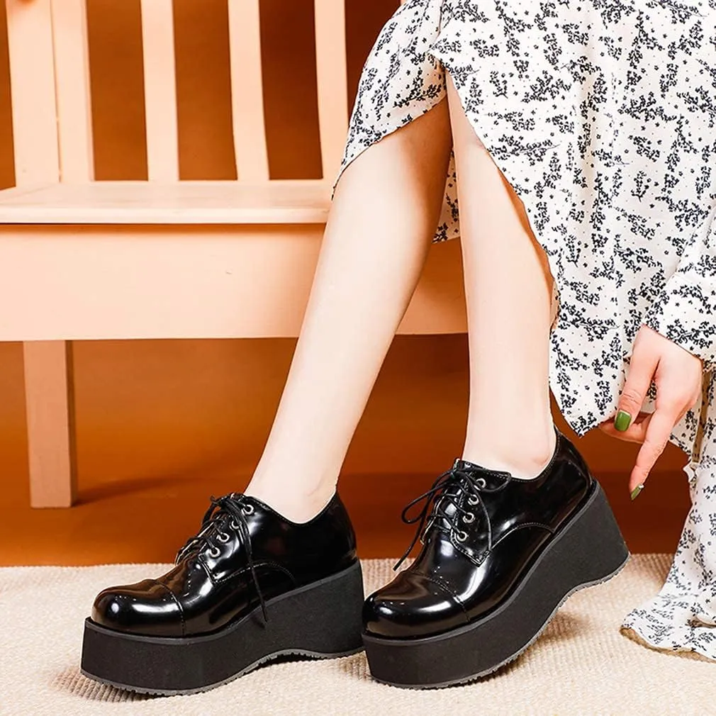 SO SIMPOK Women Gothic Mary Janes Platform Shoes Uniform Dress Wedge Pumps Classic Oxfords Gifts