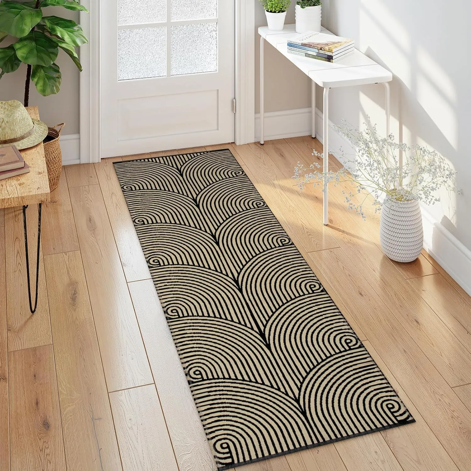 Tiffasea Farmhouse Runners for Hallways 2x6 ft Washable Kitchen Rugs Floor Runner Cotton Hand-Woven Entryway Rug Reversible Outdoor Runner Rug Carpet Runners for Indoor Bedroom Bathroom