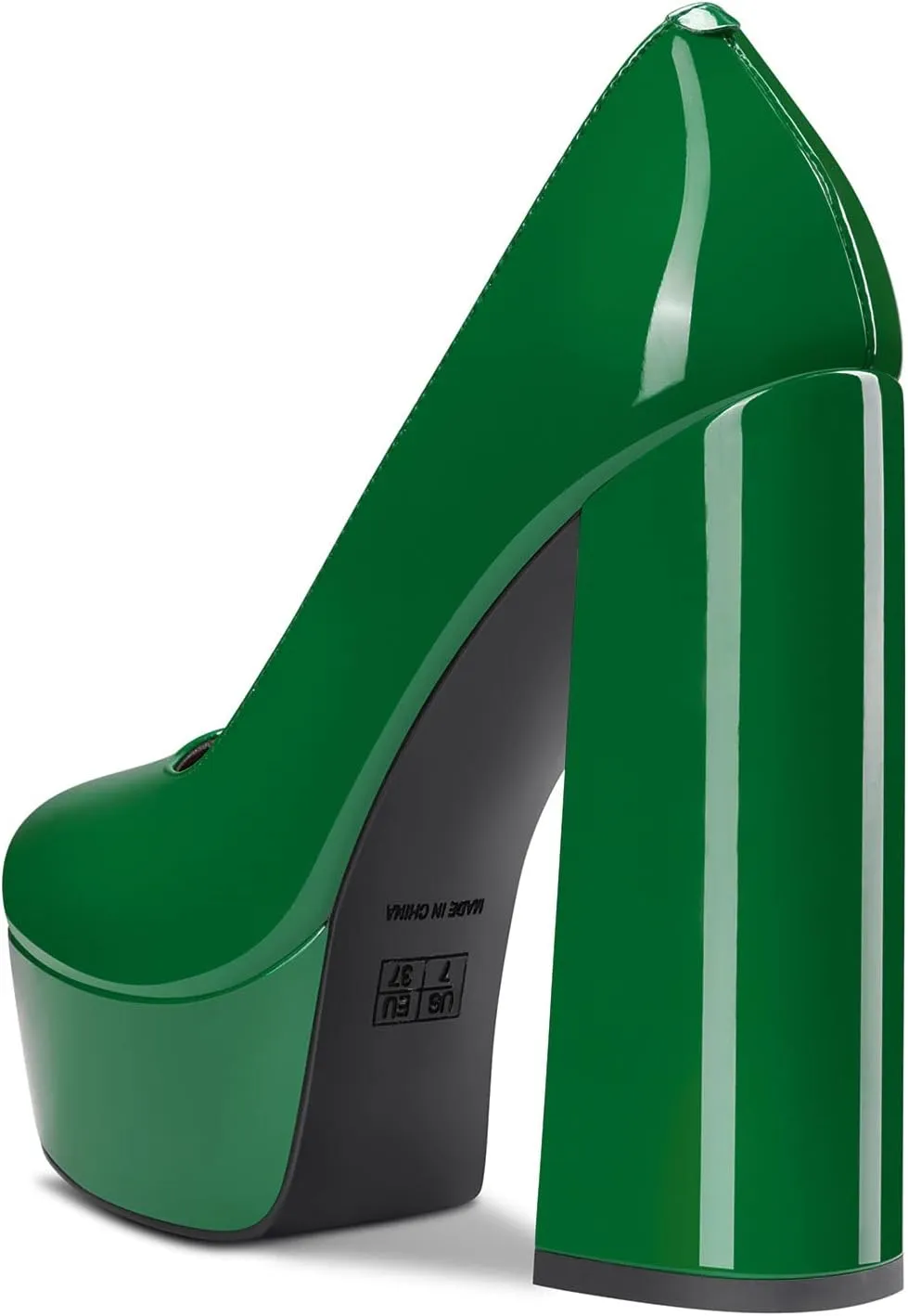 TNYNFBEB Women Chunky Block High Platform Heel Round Toe Pumps Slip-on Prom Basic Classic 5.5 Inches Heels