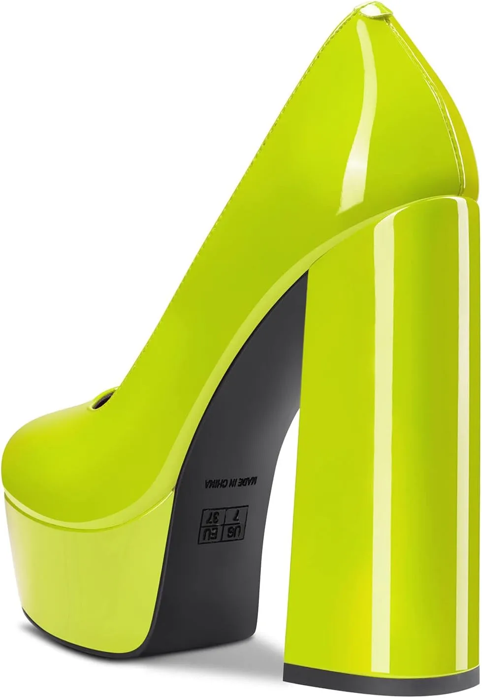 TNYNFBEB Women Chunky Block High Platform Heel Round Toe Pumps Slip-on Prom Basic Classic 5.5 Inches Heels