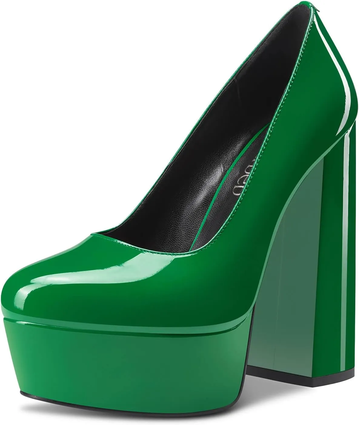 TNYNFBEB Women Chunky Block High Platform Heel Round Toe Pumps Slip-on Prom Basic Classic 5.5 Inches Heels