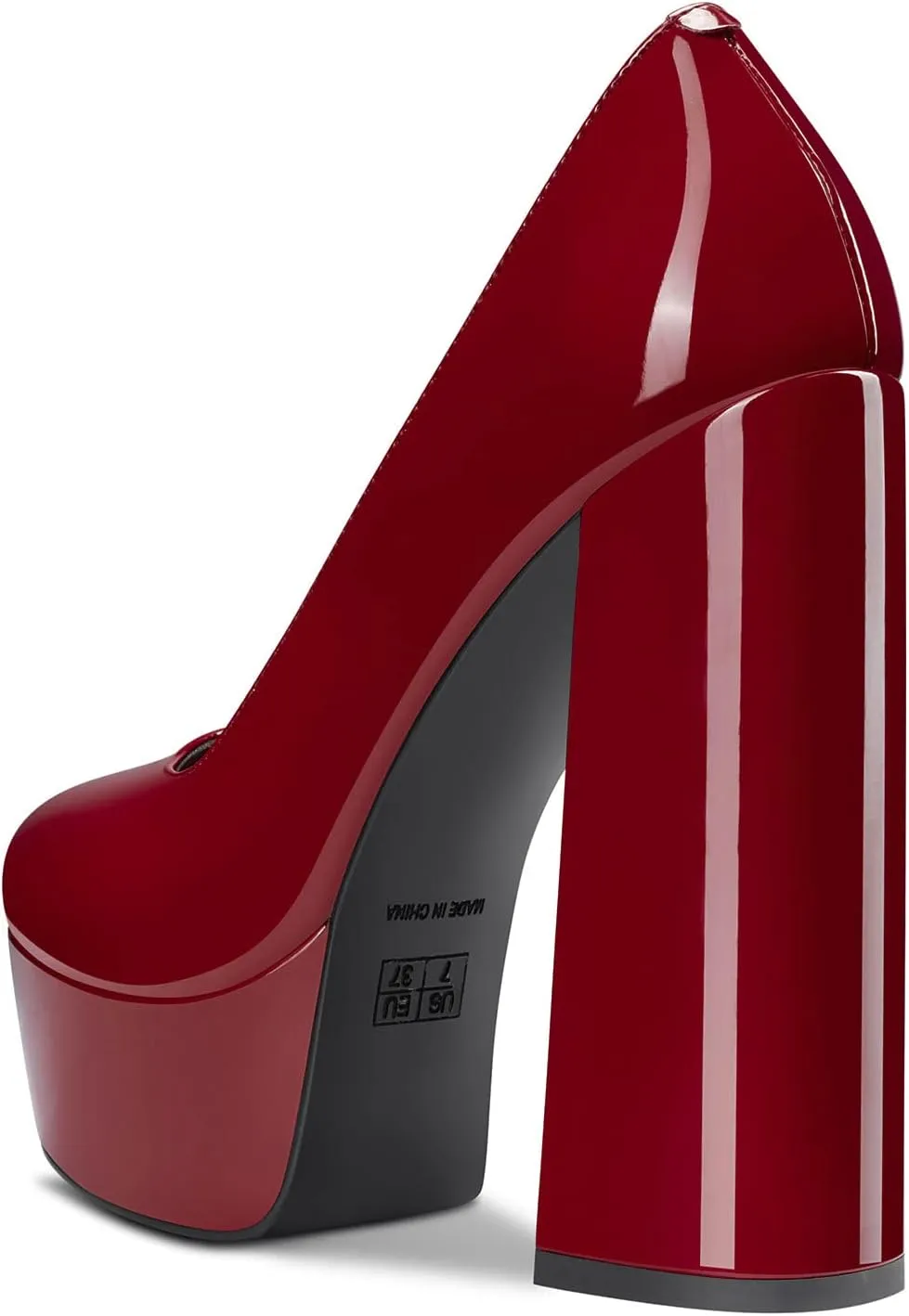 TNYNFBEB Women Chunky Block High Platform Heel Round Toe Pumps Slip-on Prom Basic Classic 5.5 Inches Heels