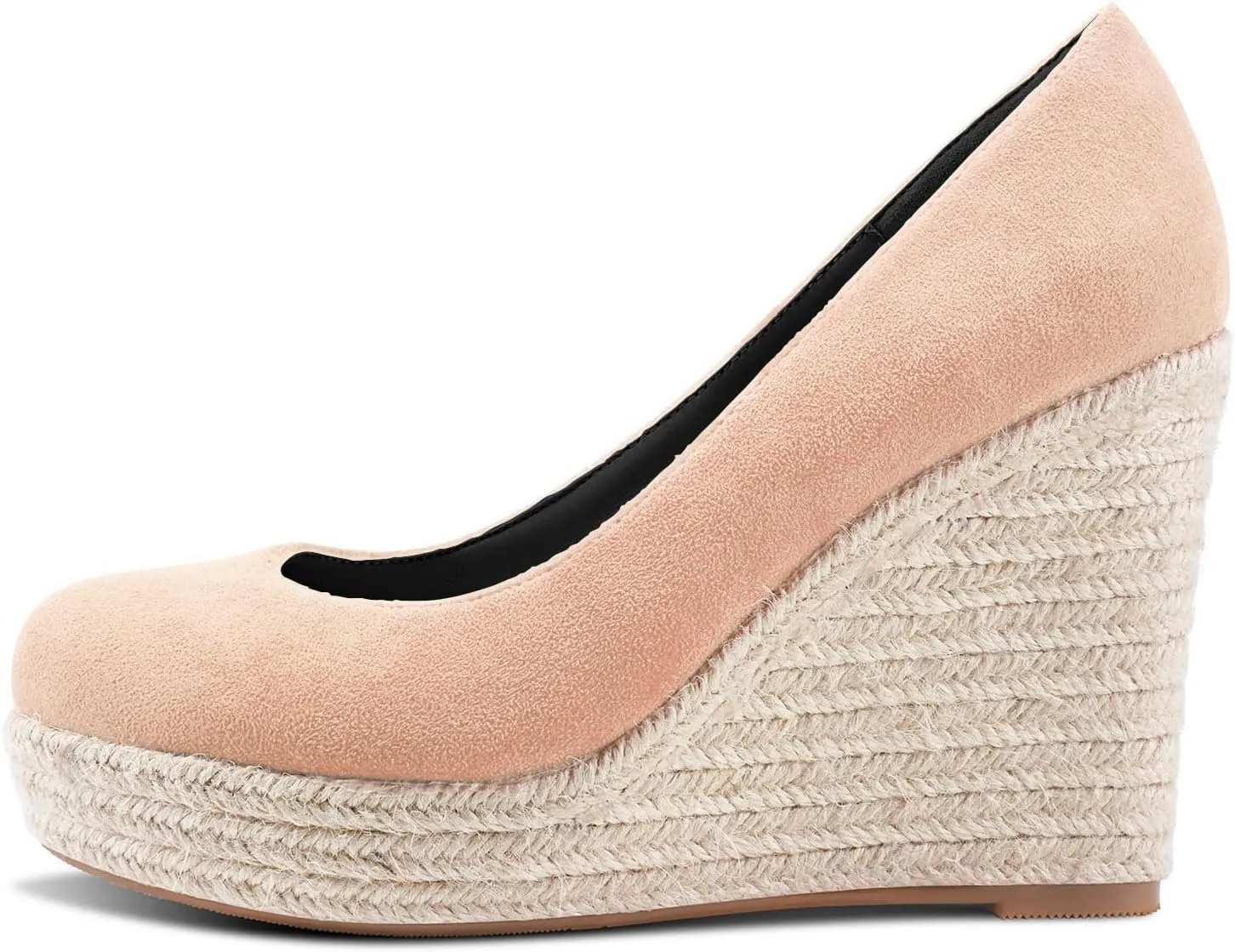 TNYNFBEB Womens Wedge Heel Close Round Toe Pumps Slip-on Prom Party Cute Basic Classic Summer 3.9 Inches Heels